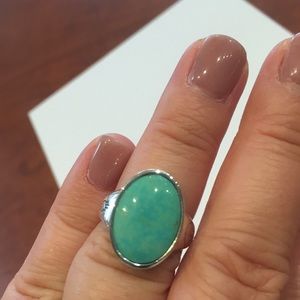 Sterling oval turquoise southwestern inspired ring